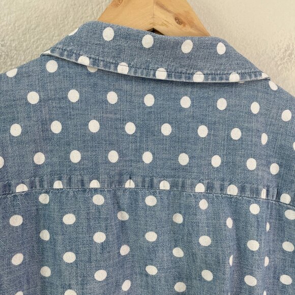 Tommy Hilfiger Womens Large Polka Dot Button Up Chambray Shirt Long Sleeve Top - Picture 7 of 7